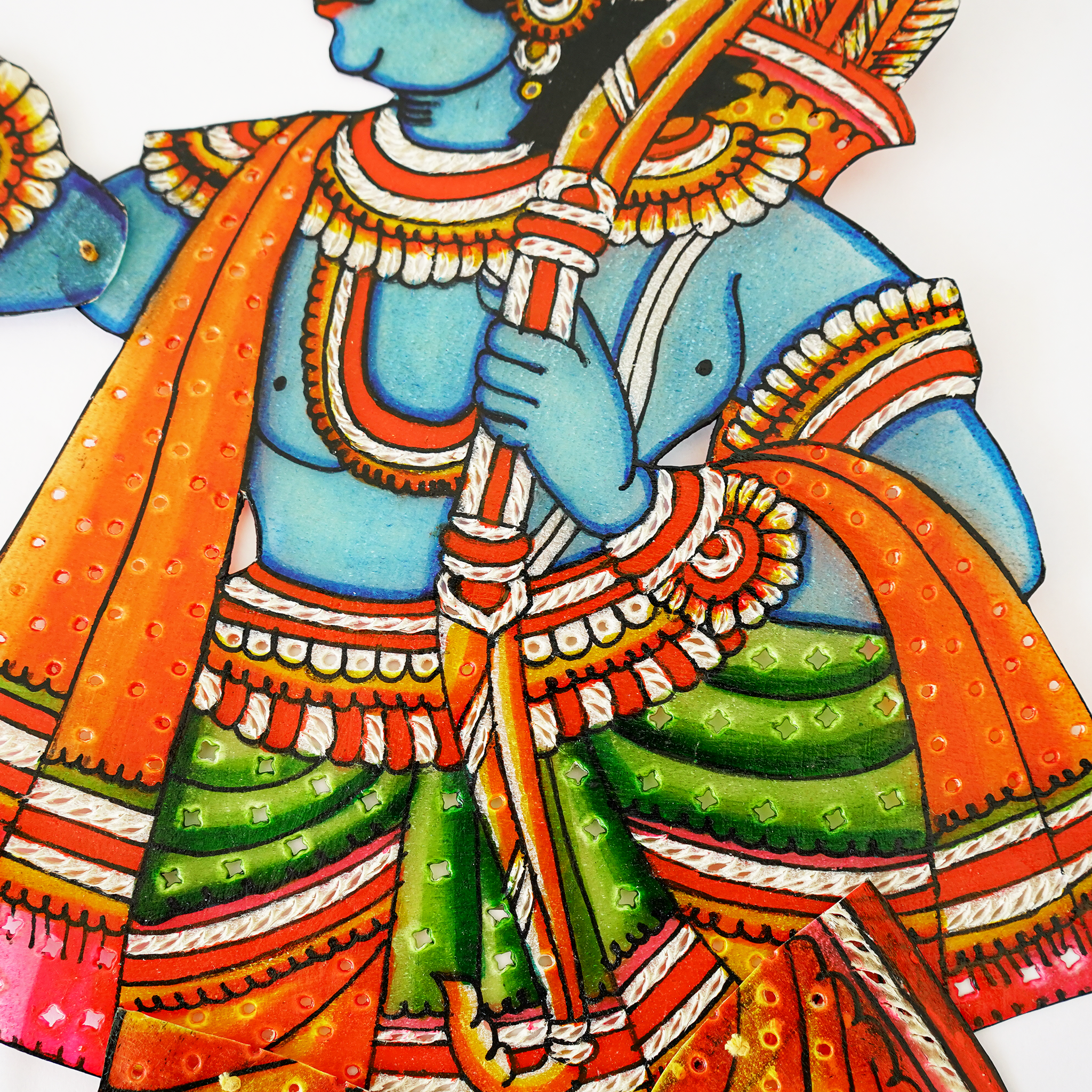 Handcrafted Andhra Leather Rama Shadow Puppet Tholu Bommalata Traditional Indian Home & Diwali Decor